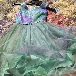 Purple and Green Embellished Tiered Sundress